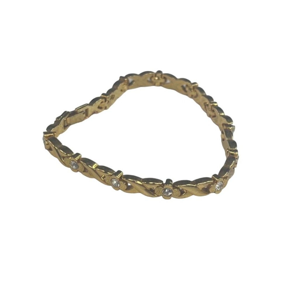 Vintage Gold-Tone Bracelet With‎ Intricate Link Design 8"